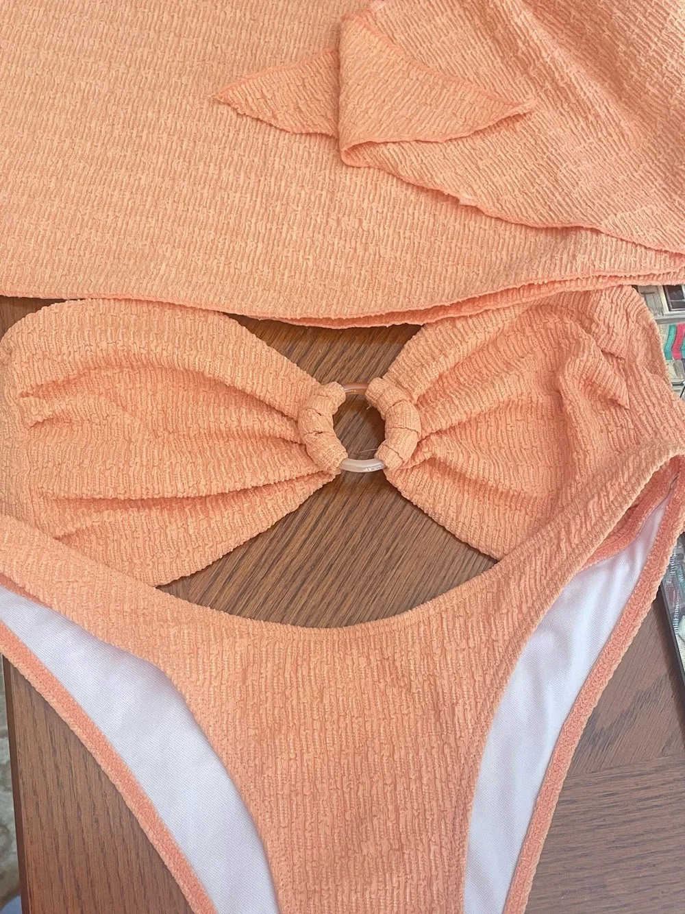 Ditsy Orange  Strapless Bandeau Coverup Set with Sarong